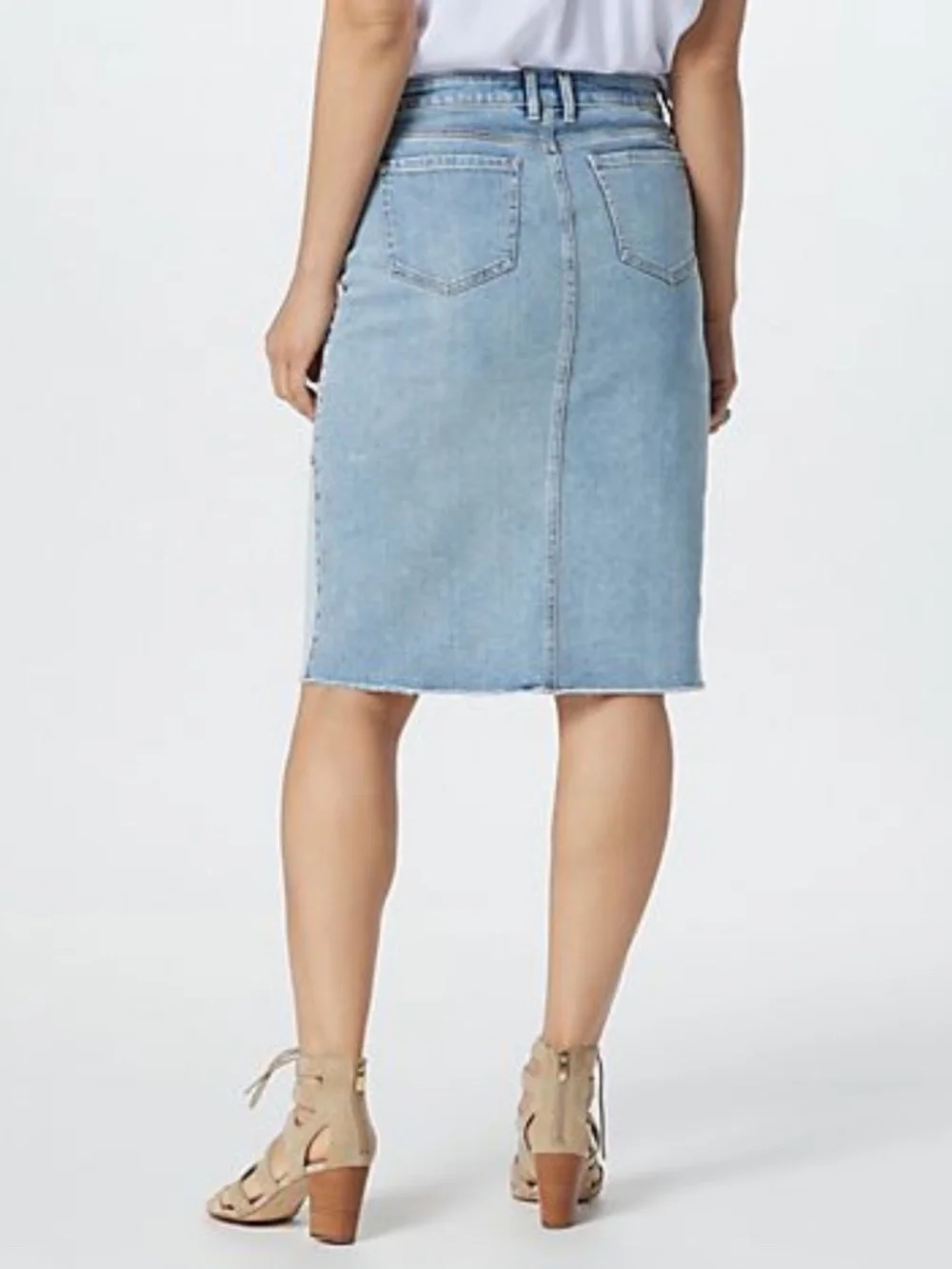 NEW NYDJ Denim Skirt Destructed Radiance 12